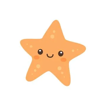 Smiling cartoon starfish. Flat vector marine animal illustration perfect for Stock Illustration