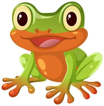 Smiling Cartoon Tree Frog Sitting on White Background イラスト素材