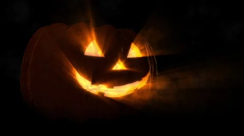 Smiling Carved Halloween Pumpkin Loop  Stock Footage