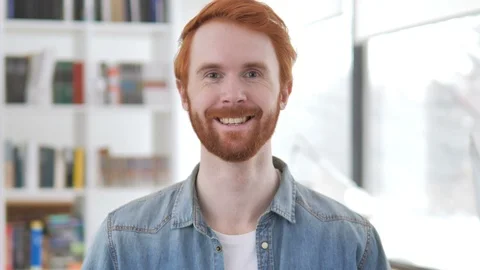 Smiling Casual Redhead Man Stock Footage 105166426