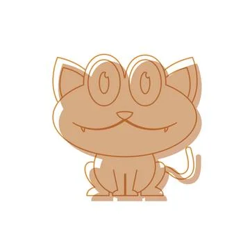 Smiling cat cartoon face. Vector Stock Illustration