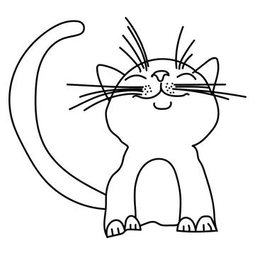 Smiling cat in doodle style Stockillustratie