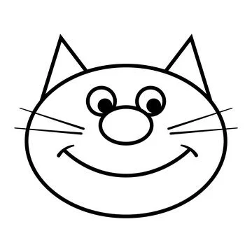 Smiling Cat Face Outline Stock Illustration