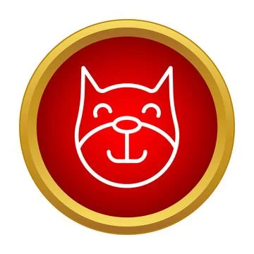 Smiling cat head icon on a red button イラスト素材
