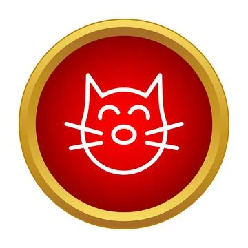 Smiling cat head outline with red background Stock Illustration