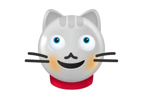 Smiling cat isolated on white. 3d vector Иллюстрация