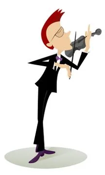 Smiling cellist isolated Stock Illustration