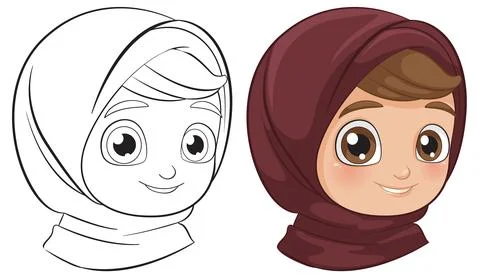 Smiling Character with Headscarf Stock Illustration