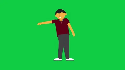Smiling character with pointing right animation Stock Footage 309771829