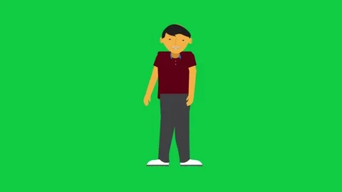 Smiling character pointing right animation. Stock Footage 309771832