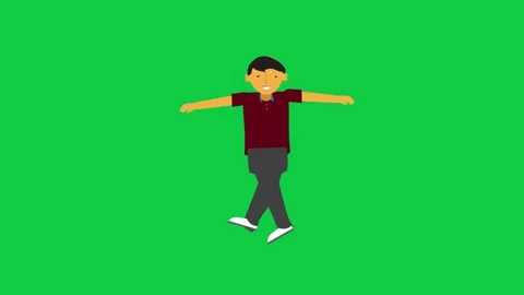 Smiling character walking with open hand animation. Stock Footage 309771866