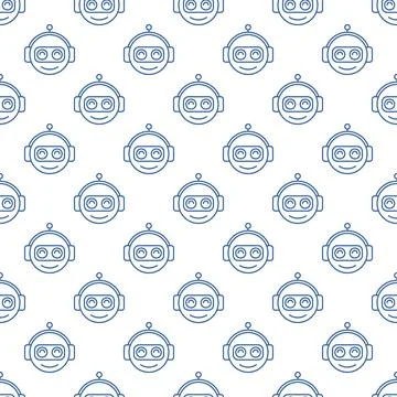 Smiling Chatbot Head vector concept outline seamless pattern 스톡 일러스트