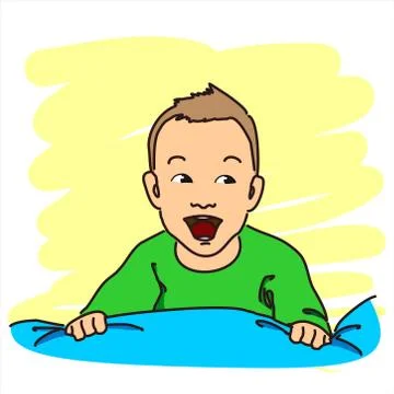 Smiling child with a sly look. Stock Illustration