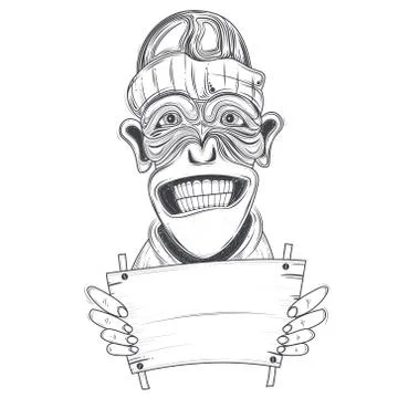 Smiling chimpanzee with message board Stock-Illustration