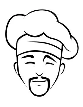 Smiling chinese chef with a goatee beard and toque Stock Illustration
