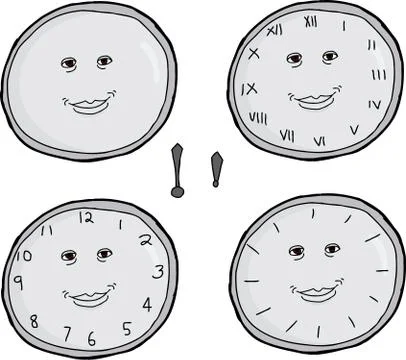 Smiling Clock Faces Set Stock Illustration