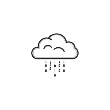 Smiling cloud with raindrops minimalist icon vector illustration promoting .. イラスト素材