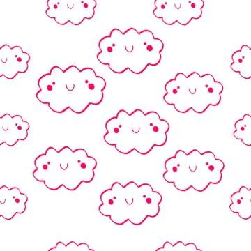 Smiling cloud seamless pattern Stock Illustration