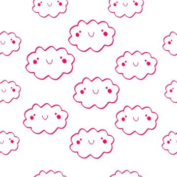 Smiling cloud seamless pattern Stock Illustration