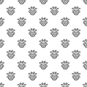 Smiling clown jester face seamless pattern background Stock Illustration