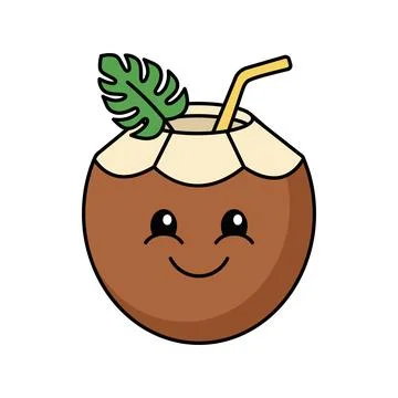 Smiling coconut cocktail vector illustration Stock Illustration