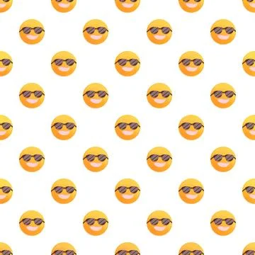 Smiling cool emoji face wearing sunglasses pattern Stock Illustration