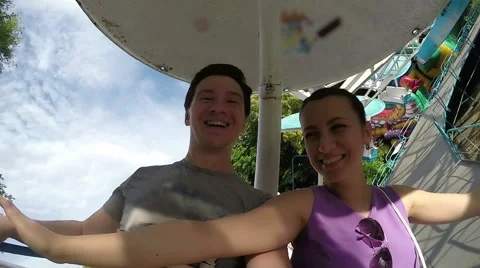 Smiling Couple on the Carousel Stock Footage 51923656