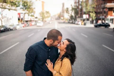 Smiling couple of lovers having fun. Stock Photos