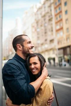 Smiling couple of lovers having fun. Stock Photos