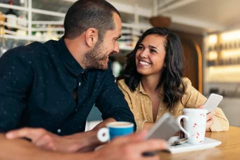 Smiling couple of lovers having fun. Stock Photos