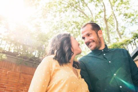 Smiling couple of lovers having fun. Stock Photos