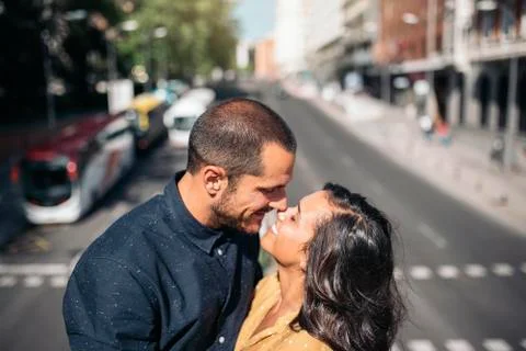 Smiling couple of lovers having fun. Stock Photos