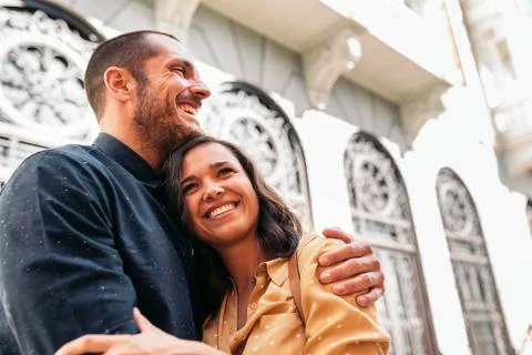 Smiling couple of lovers having fun. Stock Photos