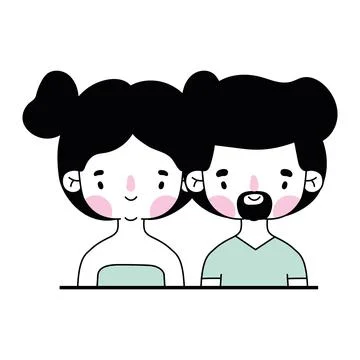 Smiling couple over a white background Stock Illustration