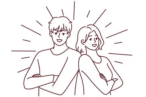 Smiling couple posing together Stock Illustration