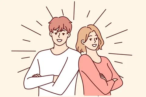 Smiling couple posing together Stock Illustration