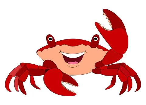 Smiling crab on white background Stock Illustration