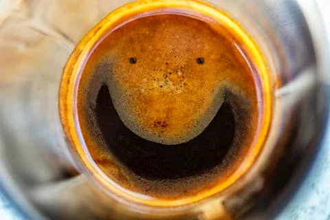 A smiling cup of coffee Stock Photos