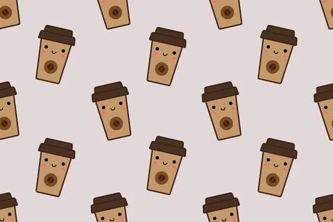 Smiling Cup Mascot Pattern Illustrazione stock