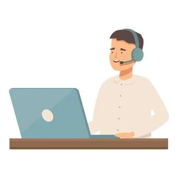 Smiling customer service representative at work Stock Illustration