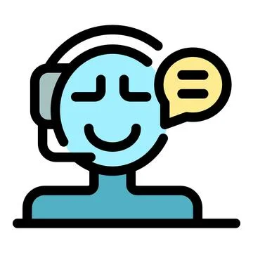 Smiling customer support operator talking with headset and speech bubble Illustration