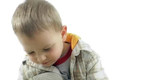 Smiling cute boy playing with color blocks. Happy child. Stock Footage 8895628