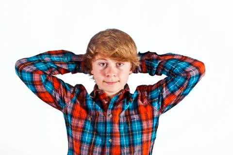 Smiling cute boy in the studio Stock Photos