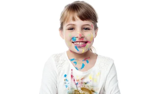 Smiling cute kid with painted face Stock Photos