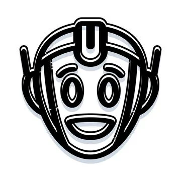 Smiling cute robot head mascot character illustration Stock Illustration