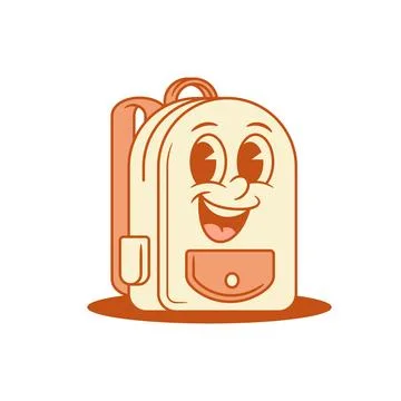 Smiling cute schoolbag back to school cartoon character isometric vector illu Stock Illustration