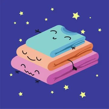 Smiling Cute Stack of Colored Clothes, Habituate kid card or poster. Stock Illustration