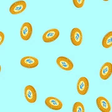 Smiling cute sun character isometric icon seamless pattern Stock Illustration