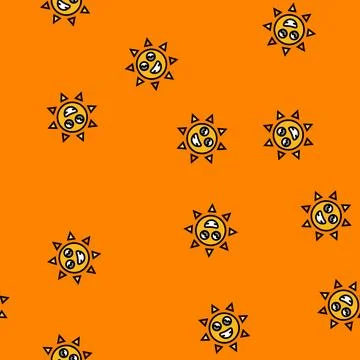 Smiling cute sun character vector seamless pattern Stock Illustration