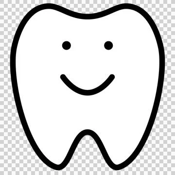 Smiling cute white tooth icon, perfect for dentist logo Illustrazione stock